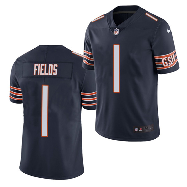 Youth Navy Chicago Bears #1 Justin Fields 2021 NFL Draft Vapor untouchable Limited Stitched Jersey
